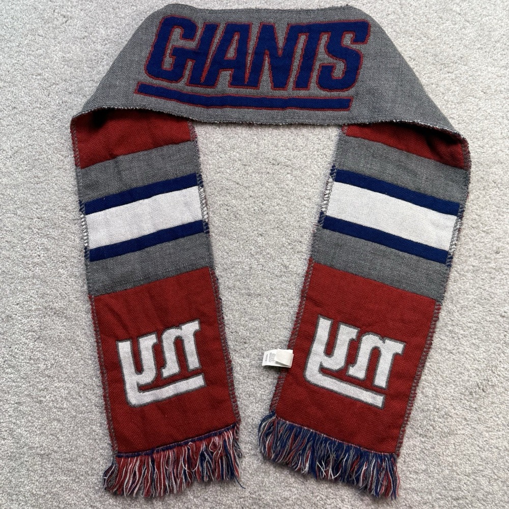 New York Giants Scarf FOCO NFL Fan Gear Reversible Knit NY Logo Red Gray 80/20